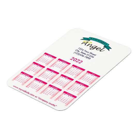 2022 Ihr Rosa-Kalender mit Ihrem Logo Magnet (Linke Seite)