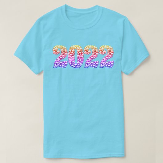 2022 im T - Shirt der farbenfrohen Schädel (Design vorne)