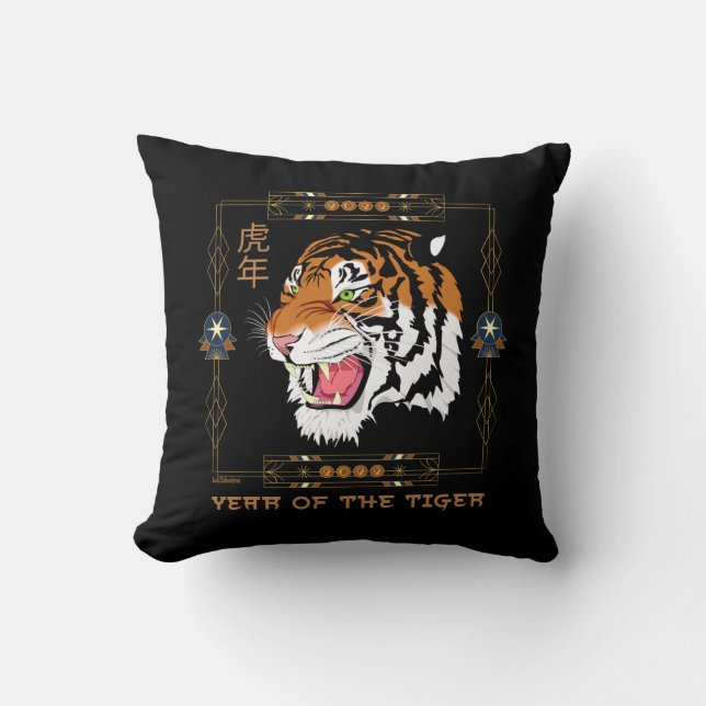 2022 JAHR DES TIGER Chinesisches Neujahrsgeschenk Kissen (Vorderseite)