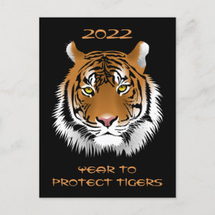 2022 Jahr zum Schutz der Tiger Postkarte