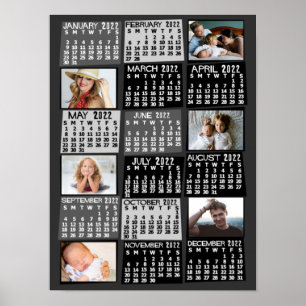 2022 Jahres-Monats-Kalender-Foto-Collage Mod Schwa Poster