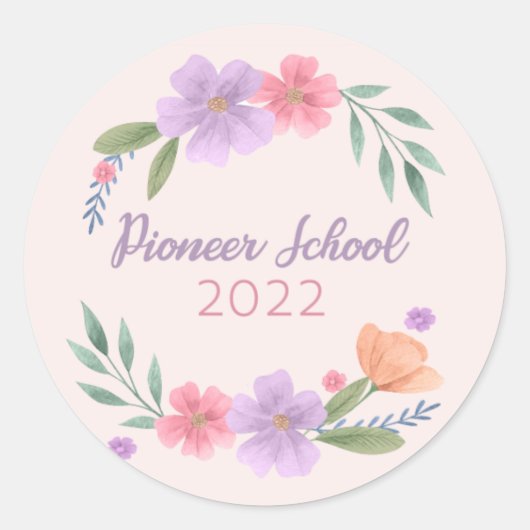 2022 JW Pioneer School - pastellrosa und lila Runder Aufkleber (Vorderseite)