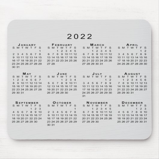2022 Kalender Einfache graue und schwarze Maus Pad Mousepad (Vorne)