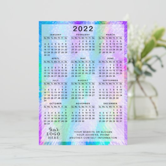 2022 Kalender farbenfroh iridescent holographisch Programm (Stehend Vorderseite)