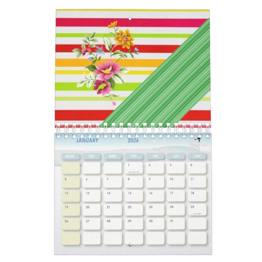 2022 Kalender Farbenfrohe Streifen Opossum (Jan 2026)