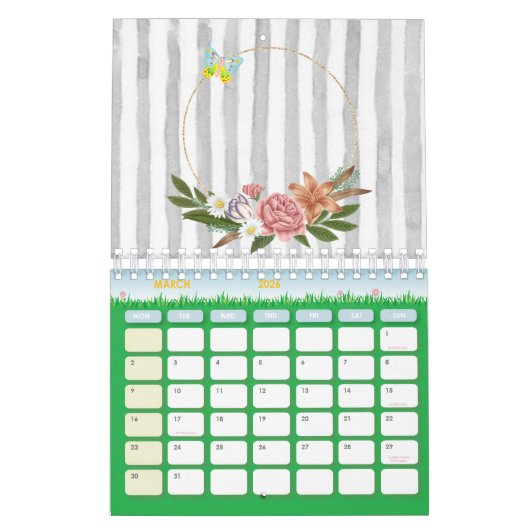 2022 Kalender Farbenfrohe Streifen Opossum (Mär 2026)