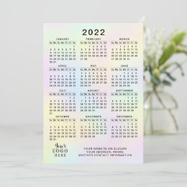 2022 Kalender Firmenlogo Pastel Holographisch Programm