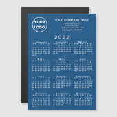 2022 Kalender Firmenlogo Text Blue Magnet Card (Vorne/Hinten)