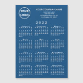 2022 Kalender Firmenlogo Text Blue Magnet Card (Vorderseite)