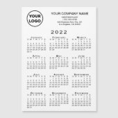 2022 Kalender Firmenlogo Text White Magnet Card (Vorderseite)