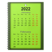 2022 Kalender Januar gedruckt am.. Notizblock (Vorderseite)