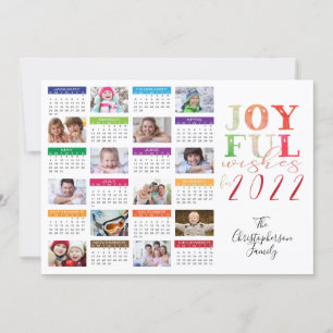 2022 Kalender JOYFUL WISHES Foto Collage Feiertagskarte