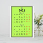 2022 Kalender März April Drucken am.. (Stehend Vorderseite)