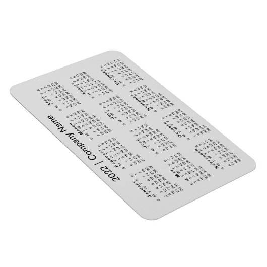 2022 Kalender mit Firmenname Gray Magnet (Rechte Seite)