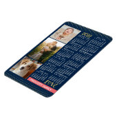 2022 Kalender Navy Koral Gold Familie Foto Collage Magnet (Linke Seite)