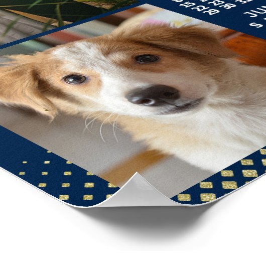 2022 Kalender Navy Koral Gold Familie Foto Collage Poster (Ecke)