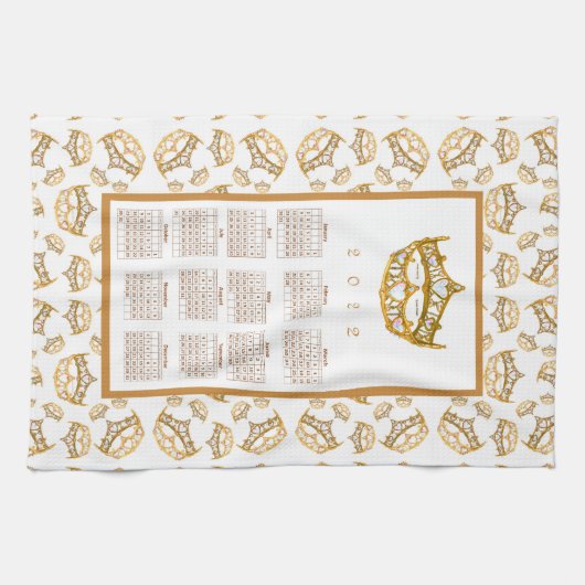 2022 Kalenderkönigin der Herzen Goldene Krone Tiar Geschirrtuch (Horizontal)