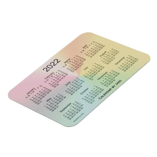 2022 La Boca Shimmer Kalender von Janz 3x4 Magnet (Linke Seite)