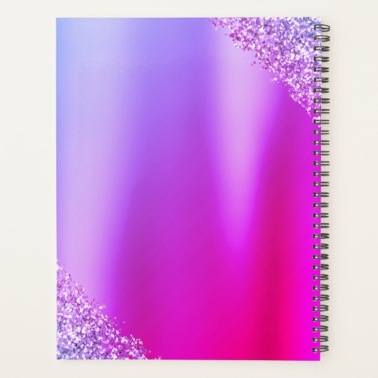 2022 Lila rosa Monogramm Glitzer Eyelashes Moderne Planer (Rückseite)