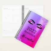 2022 Lila rosa Monogramm Glitzer Eyelashes Moderne Planer (Anzeige)