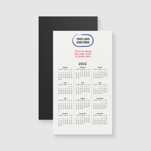 2022 Magnetischer Kalender mit Ihrem Logo Magnetkarte (Vorne/Hinten)
