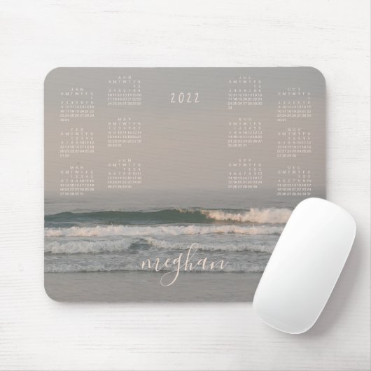 2022 Maine Ocean Waves Blush Calendar Mouse Pad Mousepad (Mit Mouse)