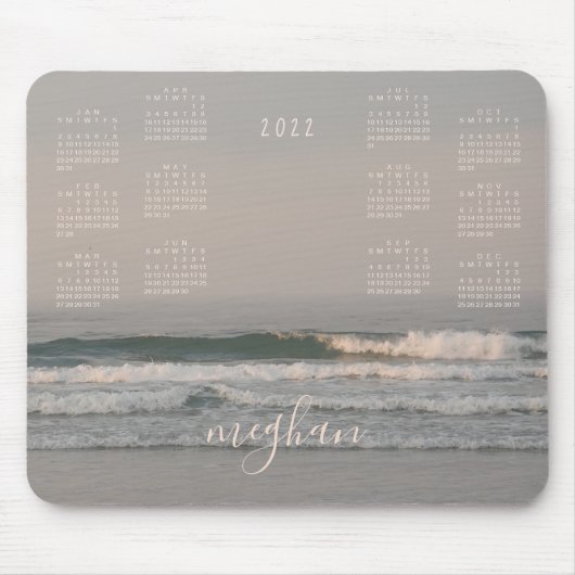 2022 Maine Ocean Waves Blush Calendar Mouse Pad Mousepad (Vorne)