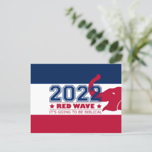 2022 Midterm Elections Red Wave Red Elephant USA Postkarte