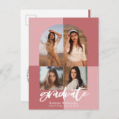 2022 Moderne Script-Rose Rosa Pfeil 4 Foto Grad Ankündigungspostkarte (Vorne/Hinten)