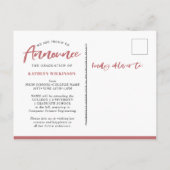 2022 Moderne Script-Rose Rosa Pfeil 4 Foto Grad Ankündigungspostkarte (Rückseite)