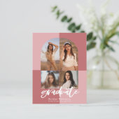 2022 Moderne Script-Rose Rosa Pfeil 4 Foto Grad Ankündigungspostkarte (Stehend Vorderseite)