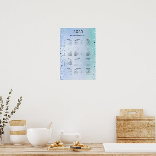 2022! Modernes Glitzer Calender Poster (Küche)