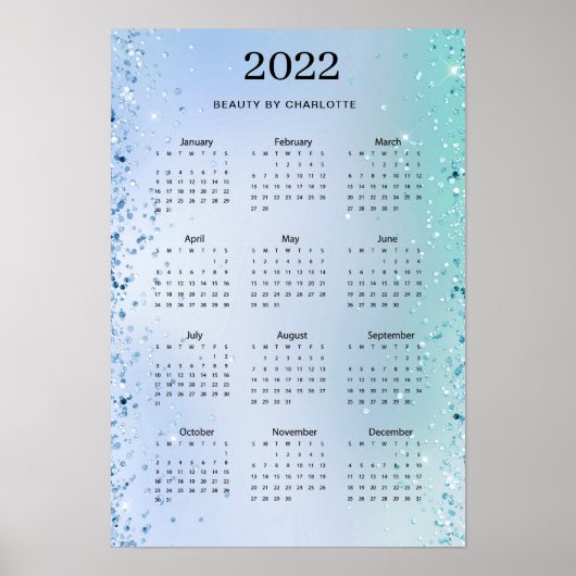 2022! Modernes Glitzer Calender Poster (Vorne)