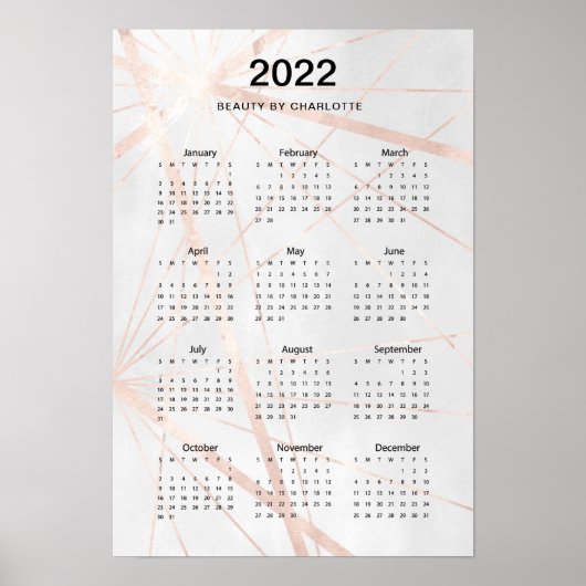 2022! Modernes Watercolor Kalender Poster. Poster (Vorne)