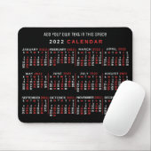 2022 Monatlicher Kalender Custom Black Red White Mousepad (Mit Mouse)