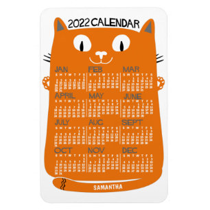 2022 Monatlicher Kalender Mittelalterliche Orangen Magnet