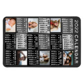 2022 Monatskalender Mod Schwarzes FotoCollage Magnet (Horizontal)
