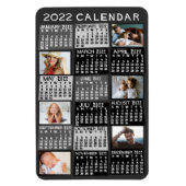 2022 Monatskalender Mod Schwarzes FotoCollage Magnet (Vertikal)