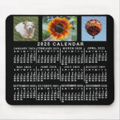 2022 Monatskalender Schwarz Custom 3 Fotos Mousepad (Vorne)