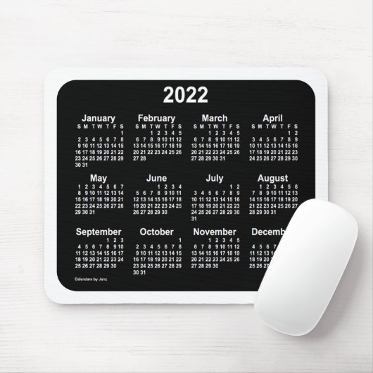 2022 Neon White Calendar von Janz Two Tone Mousepad (Mit Mouse)