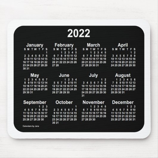 2022 Neon White Calendar von Janz Two Tone Mousepad (Vorne)