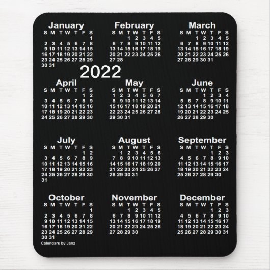 2022 Neon White Large Print Calendar von Janz Mous Mousepad (Vorne)