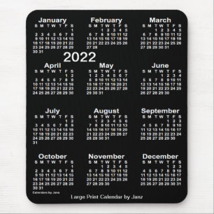 2022 Neon White Large Print Calendar von Janz Mousepad