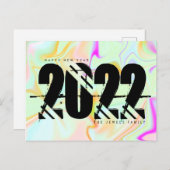 2022 Neue Jahre Trippy Liquid Bold Hologram Postkarte (Vorne/Hinten)