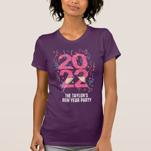 2022 Neujahrsfeier Night Champagne T-Shirt (Vorderseite)