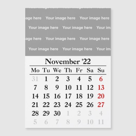 2022 November Kalender Magnetkarte (Vorderseite)