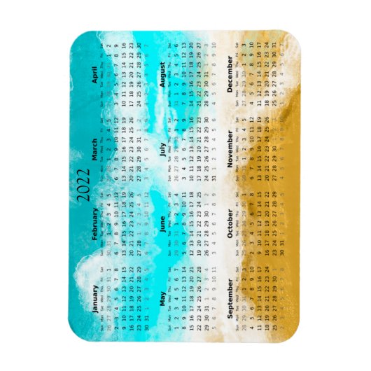 2022 Ocean Beach Calendar Mini Magnet (Vertikal)