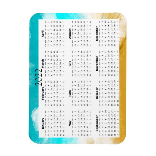 2022 Ocean Beach Calendar Mini Magnet (Vertikal)