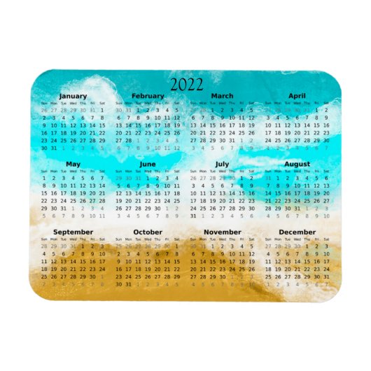 2022 Ocean Beach Kalender Mini Magnet (Horizontal)