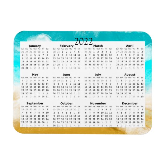 2022 Ocean Beach Kalender Mini Magnet (Horizontal)